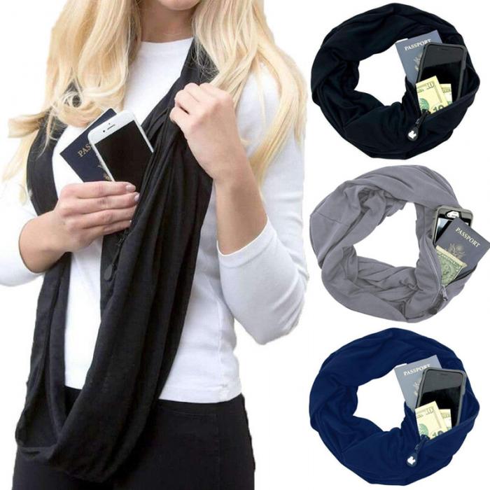 Infinity Pocket Scarf These scarves are so easy to wear, compliments any outfit. Perfect scarf to wear this winter comes with a huge pocket to store all your goods.